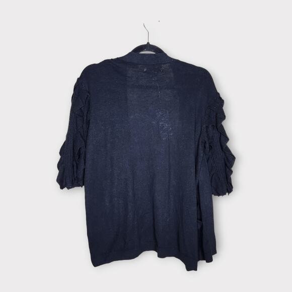 NEW Rachel Parcell Black Ruffle Sleeve Open Front Cardigan Women's Small - Picture 8 of 8